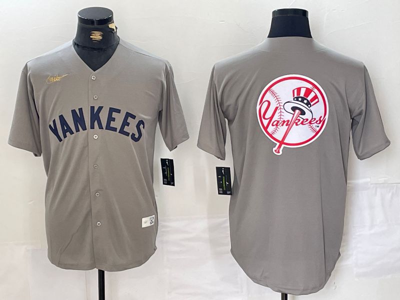 Men New York Yankees Blank Grey Throwback Nike Game 2024 MLB Jersey style 13